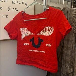 True Religion Red V-Neck crop top